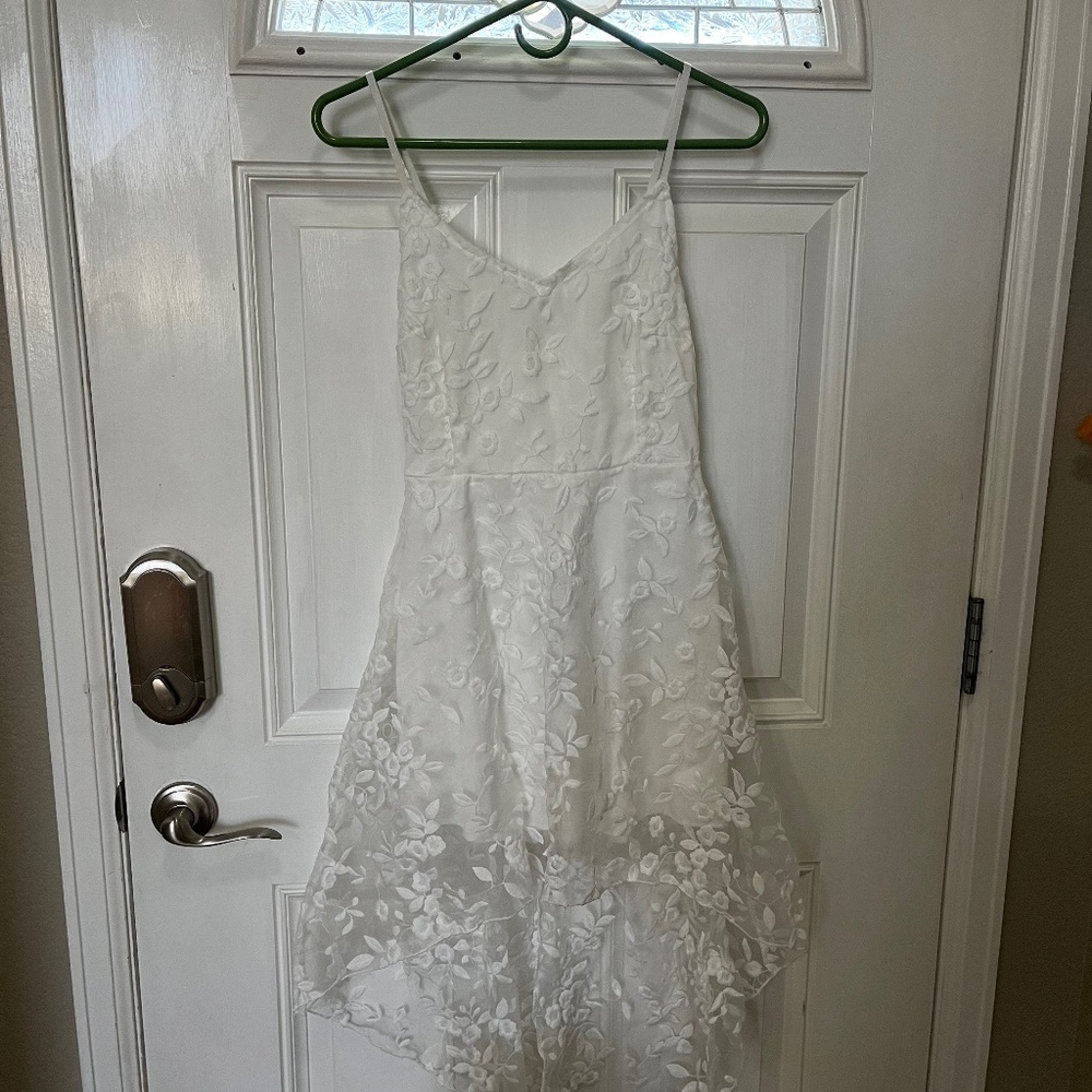 White floral high low dress